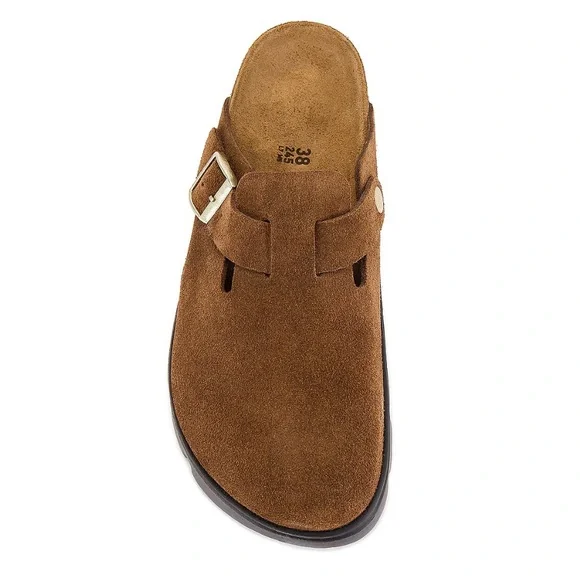 Birkenstock Papillio Boston Chunky Suede Leather in Dark Tea/ Black - Picture 2 of 12